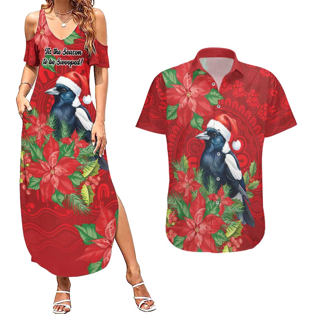 Australian Magpie Couples Matching Summer Maxi Dress and Hawaiian Shirt Aboriginal Inspired Christmas - Aussie Hoodie