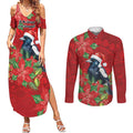 Australian Magpie Couples Matching Summer Maxi Dress and Long Sleeve Button Shirt Aboriginal Inspired Christmas - Aussie Hoodie