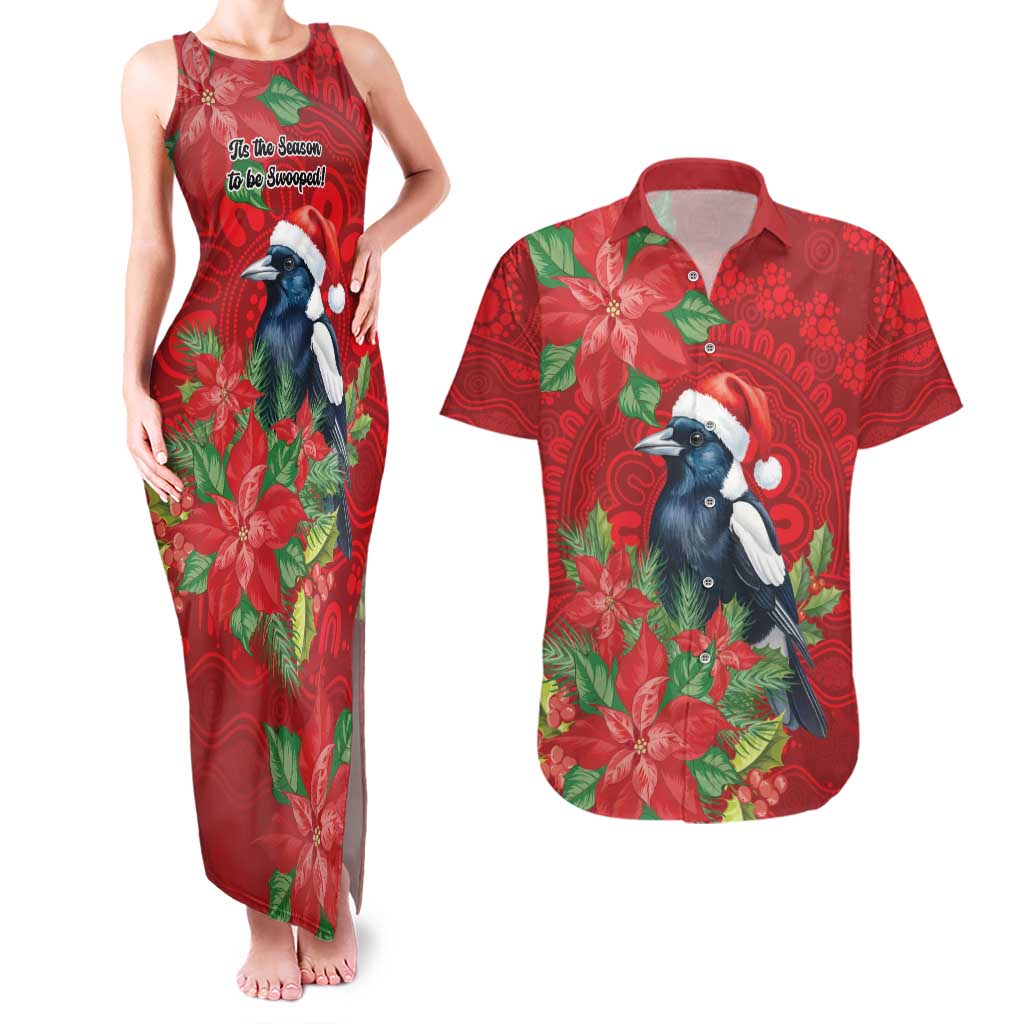 Australian Magpie Couples Matching Tank Maxi Dress and Hawaiian Shirt Aboriginal Inspired Christmas - Aussie Hoodie