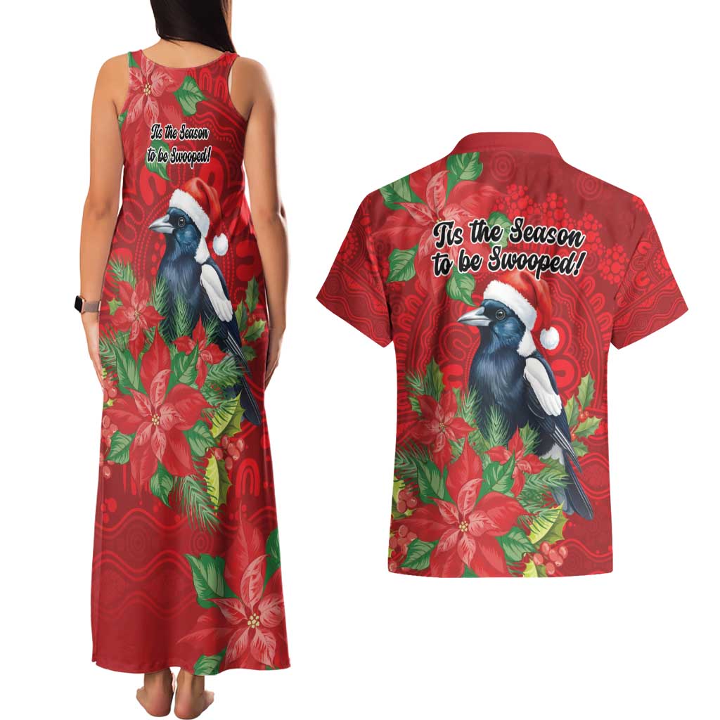 Australian Magpie Couples Matching Tank Maxi Dress and Hawaiian Shirt Aboriginal Inspired Christmas - Aussie Hoodie