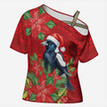 Australian Magpie Cross Shoulder Shirt Aboriginal Inspired Christmas - Aussie Hoodie