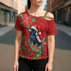Australian Magpie Cross Shoulder Shirt Aboriginal Inspired Christmas - Aussie Hoodie