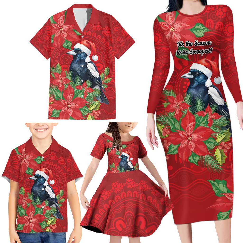 Australian Magpie Family Matching Long Sleeve Bodycon Dress and Hawaiian Shirt Aboriginal Inspired Christmas - Aussie Hoodie