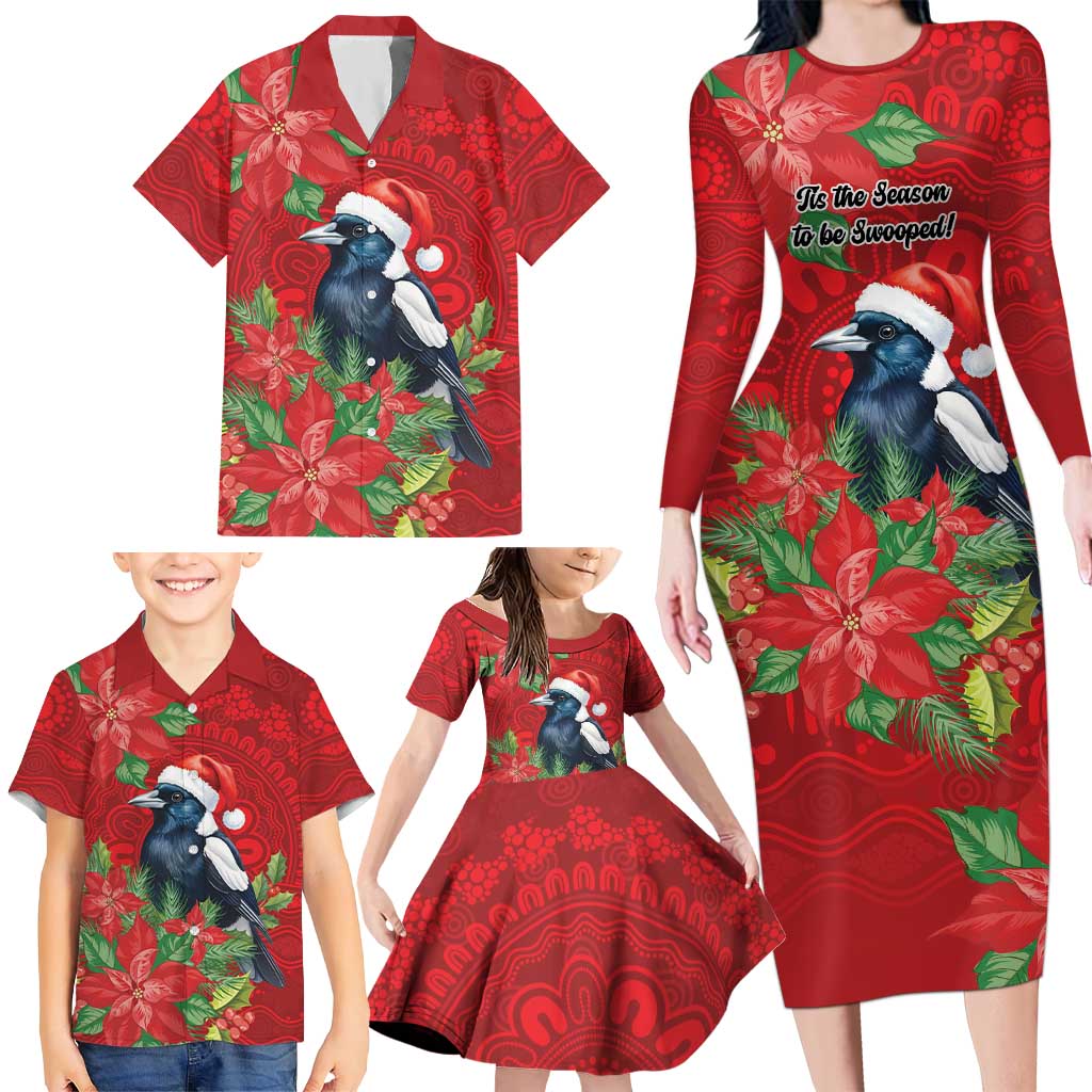 Australian Magpie Family Matching Long Sleeve Bodycon Dress and Hawaiian Shirt Aboriginal Inspired Christmas - Aussie Hoodie