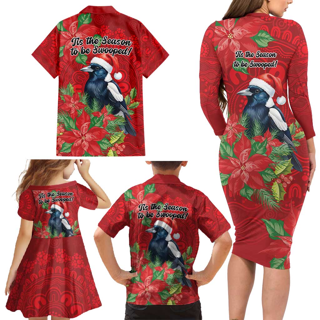 Australian Magpie Family Matching Long Sleeve Bodycon Dress and Hawaiian Shirt Aboriginal Inspired Christmas - Aussie Hoodie