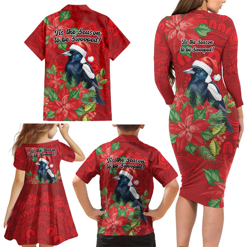 Australian Magpie Family Matching Long Sleeve Bodycon Dress and Hawaiian Shirt Aboriginal Inspired Christmas - Aussie Hoodie