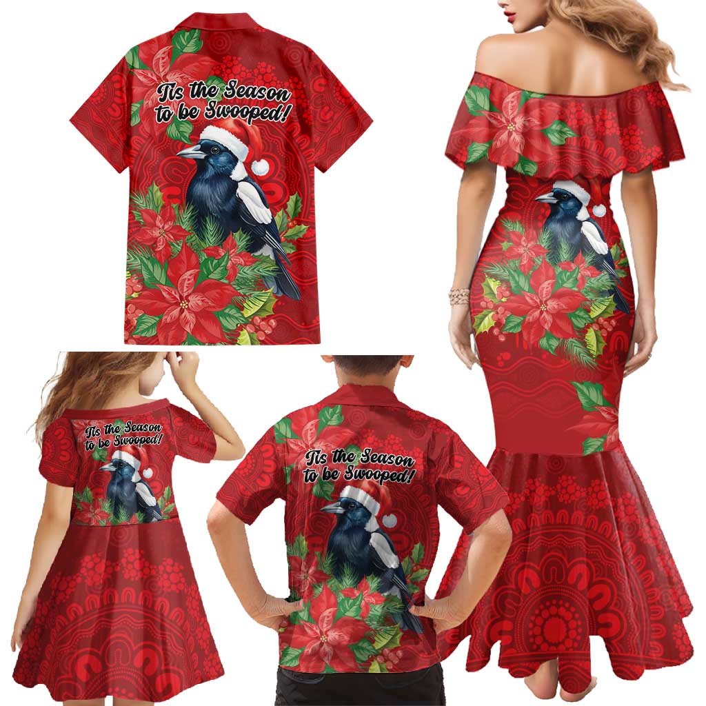 Australian Magpie Family Matching Mermaid Dress and Hawaiian Shirt Aboriginal Inspired Christmas - Aussie Hoodie