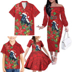 Australian Magpie Family Matching Off The Shoulder Long Sleeve Dress and Hawaiian Shirt Aboriginal Inspired Christmas - Aussie Hoodie