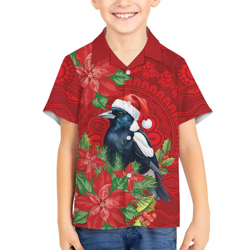 Australian Magpie Family Matching Off The Shoulder Long Sleeve Dress and Hawaiian Shirt Aboriginal Inspired Christmas - Aussie Hoodie