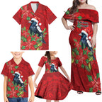Australian Magpie Family Matching Off Shoulder Maxi Dress and Hawaiian Shirt Aboriginal Inspired Christmas - Aussie Hoodie