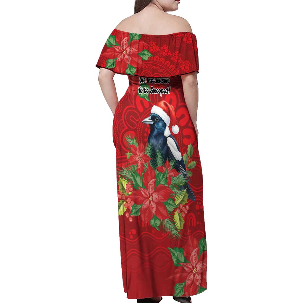 Australian Magpie Family Matching Off Shoulder Maxi Dress and Hawaiian Shirt Aboriginal Inspired Christmas - Aussie Hoodie