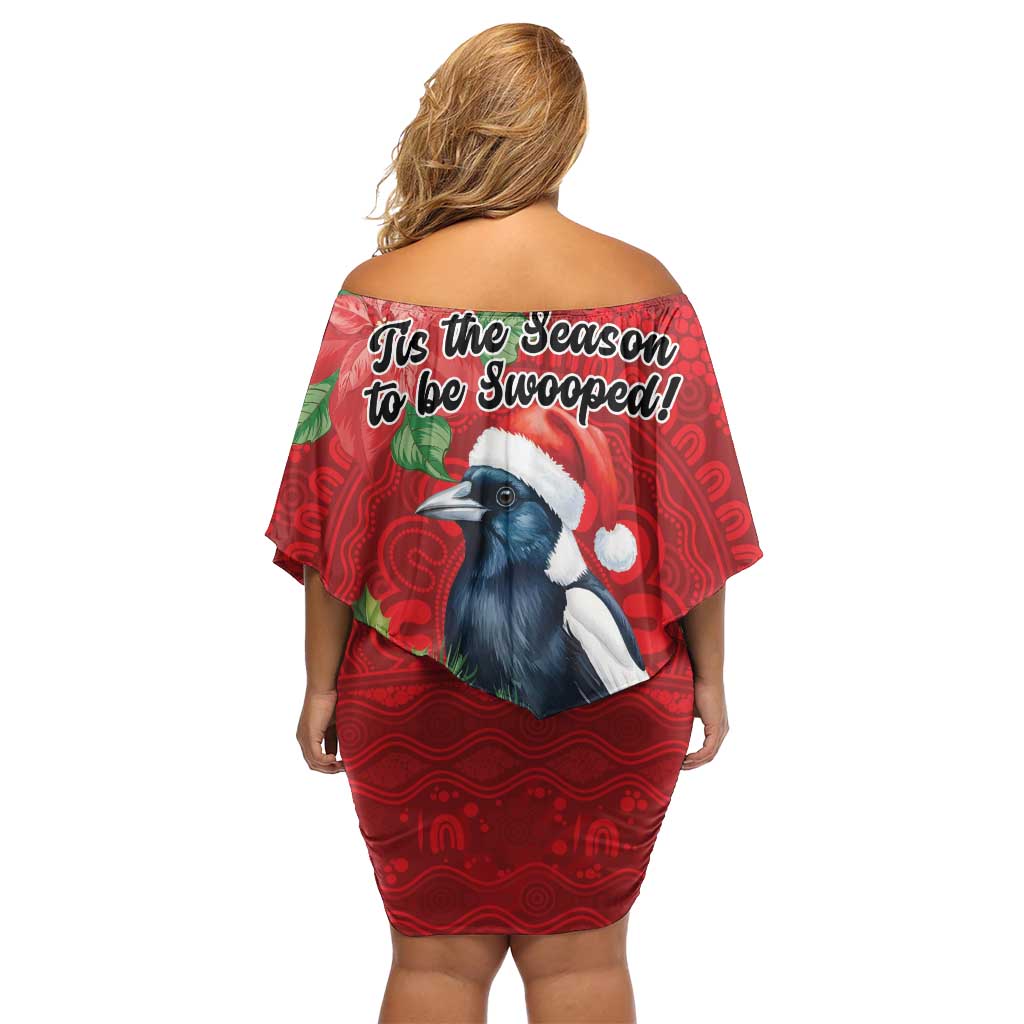 Australian Magpie Family Matching Off Shoulder Short Dress and Hawaiian Shirt Aboriginal Inspired Christmas - Aussie Hoodie