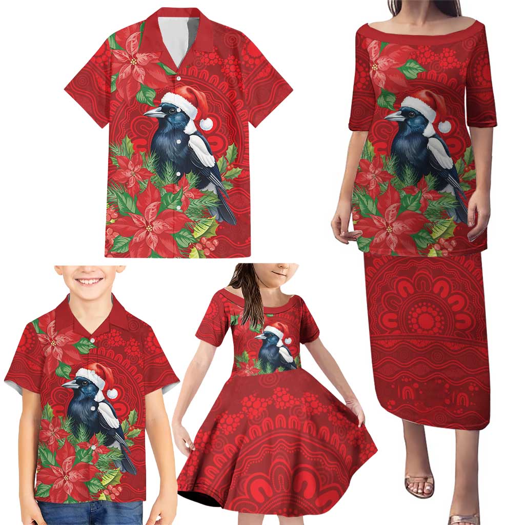 Australian Magpie Family Matching Puletasi and Hawaiian Shirt Aboriginal Inspired Christmas - Aussie Hoodie
