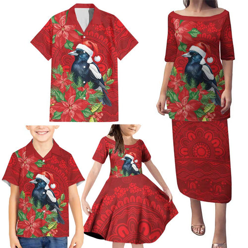 Australian Magpie Family Matching Puletasi and Hawaiian Shirt Aboriginal Inspired Christmas - Aussie Hoodie