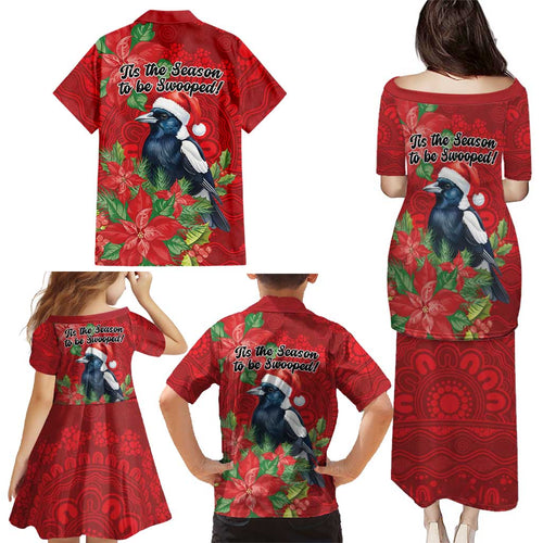 Australian Magpie Family Matching Puletasi and Hawaiian Shirt Aboriginal Inspired Christmas - Aussie Hoodie