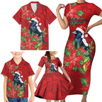 Australian Magpie Family Matching Short Sleeve Bodycon Dress and Hawaiian Shirt Aboriginal Inspired Christmas - Aussie Hoodie