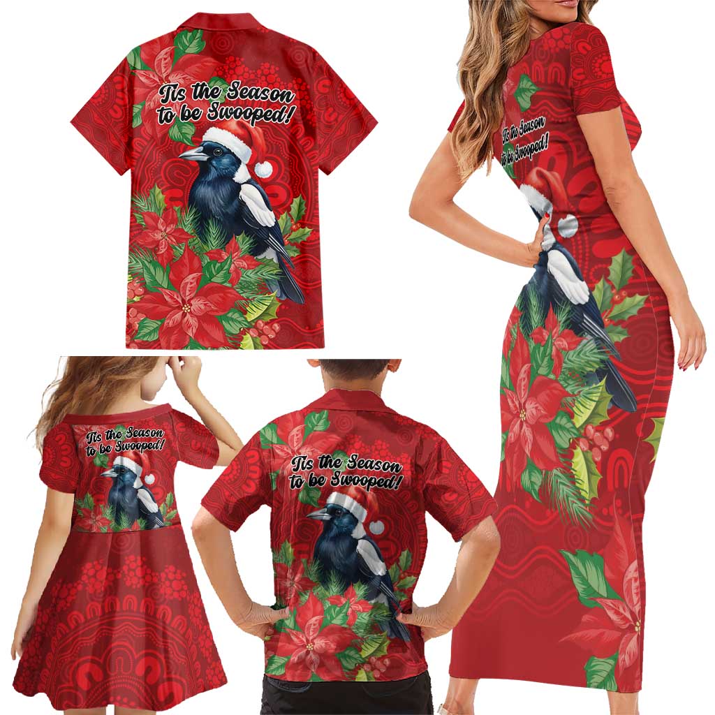 Australian Magpie Family Matching Short Sleeve Bodycon Dress and Hawaiian Shirt Aboriginal Inspired Christmas - Aussie Hoodie