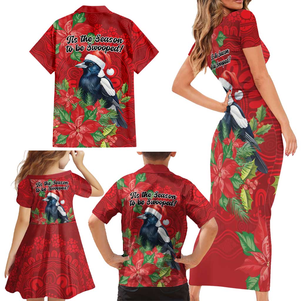 Australian Magpie Family Matching Short Sleeve Bodycon Dress and Hawaiian Shirt Aboriginal Inspired Christmas - Aussie Hoodie