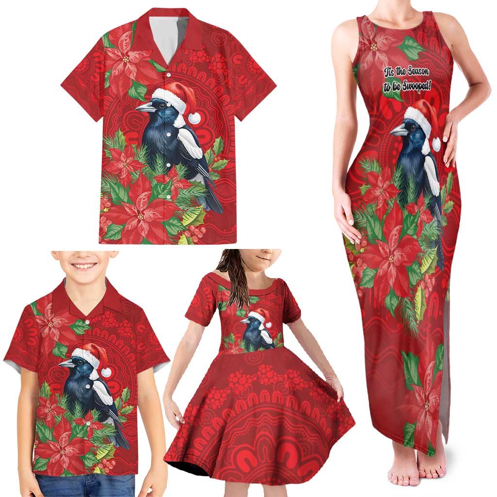 Australian Magpie Family Matching Tank Maxi Dress and Hawaiian Shirt Aboriginal Inspired Christmas - Aussie Hoodie