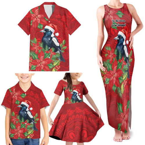 Australian Magpie Family Matching Tank Maxi Dress and Hawaiian Shirt Aboriginal Inspired Christmas - Aussie Hoodie