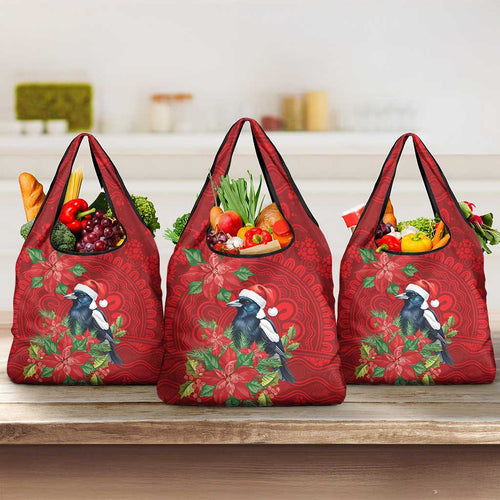 Australian Magpie Grocery Bag Aboriginal Inspired Christmas - Aussie Hoodie