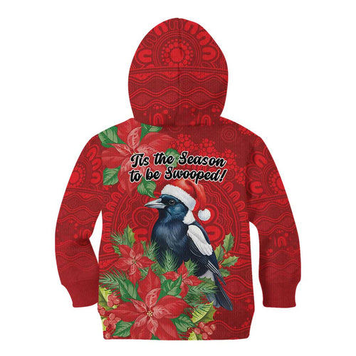 Australian Magpie Kid Hoodie Aboriginal Inspired Christmas - Aussie Hoodie