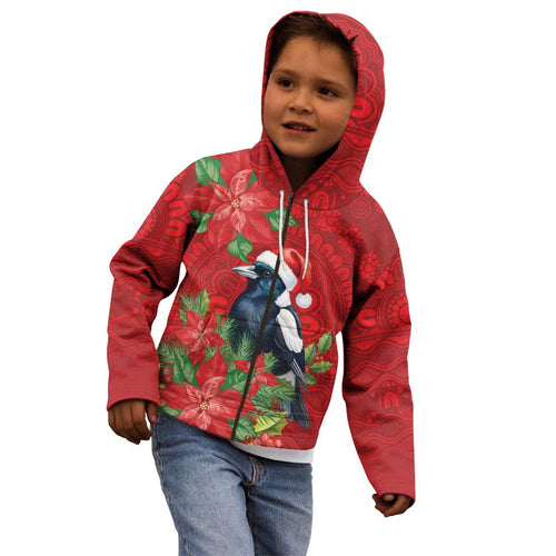 Australian Magpie Kid Hoodie Aboriginal Inspired Christmas - Aussie Hoodie