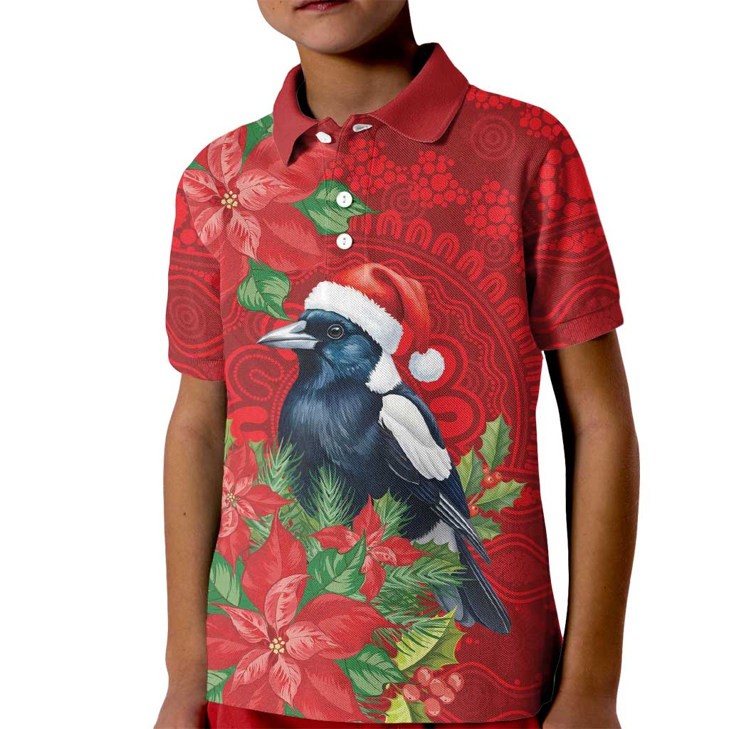 Australian Magpie Kid Polo Shirt Aboriginal Inspired Christmas - Aussie Hoodie