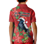 Australian Magpie Kid Polo Shirt Aboriginal Inspired Christmas - Aussie Hoodie