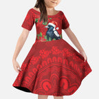 Australian Magpie Kid Short Sleeve Dress Aboriginal Inspired Christmas - Aussie Hoodie