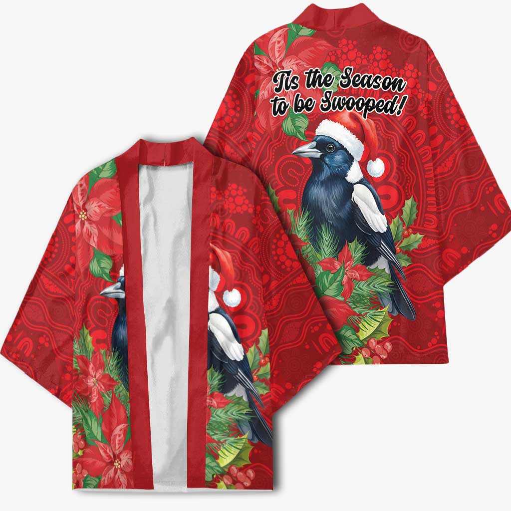 Australian Magpie Kimono Aboriginal Inspired Christmas - Aussie Hoodie
