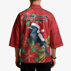 Australian Magpie Kimono Aboriginal Inspired Christmas - Aussie Hoodie