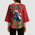 Australian Magpie Kimono Sleeve Blouse Aboriginal Inspired Christmas - Aussie Hoodie