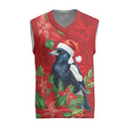 Australian Magpie Christmas Knitted V-Neck Vest Aboriginal Inspired Christmas - Aussie Hoodie
