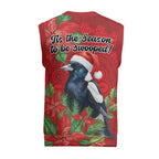 Australian Magpie Christmas Knitted V-Neck Vest Aboriginal Inspired Christmas - Aussie Hoodie