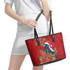 Australian Magpie Leather Tote Bag Aboriginal Inspired Christmas - Aussie Hoodie