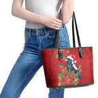 Australian Magpie Leather Tote Bag Aboriginal Inspired Christmas - Aussie Hoodie
