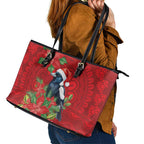 Australian Magpie Leather Tote Bag Aboriginal Inspired Christmas - Aussie Hoodie