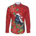 Australian Magpie Long Sleeve Button Shirt Aboriginal Inspired Christmas - Aussie Hoodie