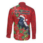 Australian Magpie Long Sleeve Button Shirt Aboriginal Inspired Christmas - Aussie Hoodie
