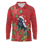 Australian Magpie Long Sleeve Polo Shirt Aboriginal Inspired Christmas - Aussie Hoodie