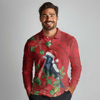 Australian Magpie Long Sleeve Polo Shirt Aboriginal Inspired Christmas - Aussie Hoodie