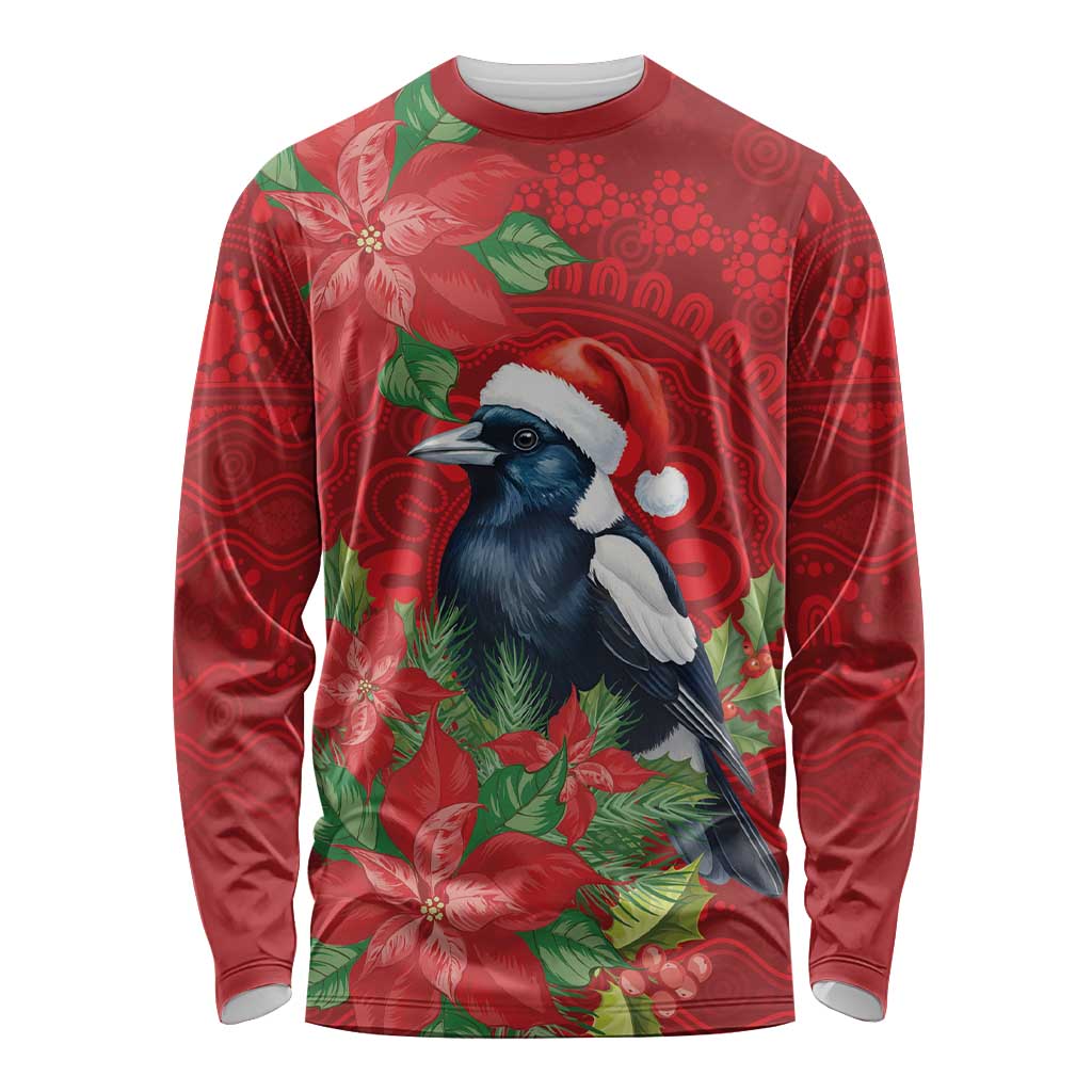 Australian Magpie Long Sleeve Shirt Aboriginal Inspired Christmas - Aussie Hoodie