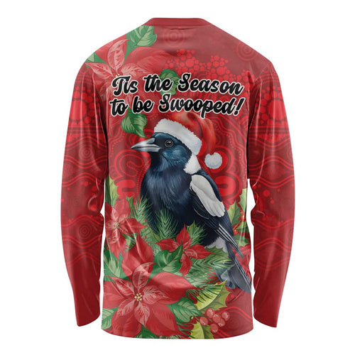 Australian Magpie Long Sleeve Shirt Aboriginal Inspired Christmas - Aussie Hoodie