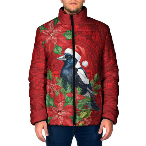 Australian Magpie Padded Jacket Aboriginal Inspired Christmas - Aussie Hoodie