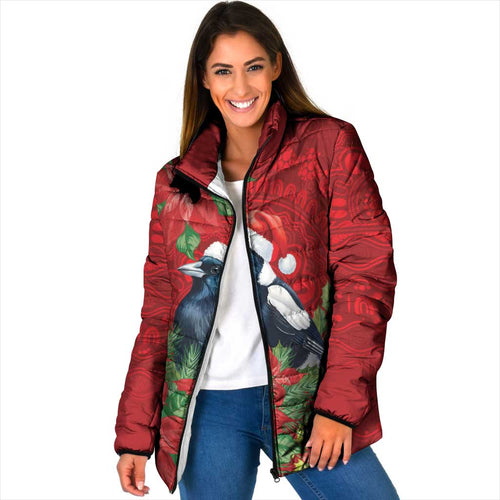Australian Magpie Padded Jacket Aboriginal Inspired Christmas - Aussie Hoodie