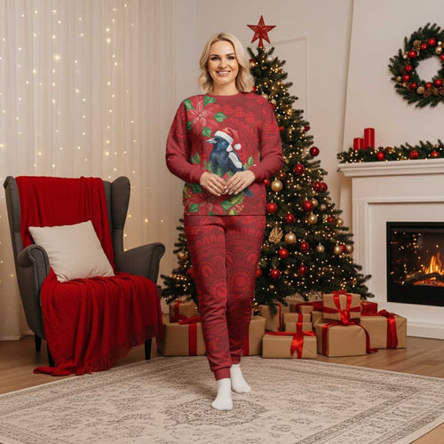 Australian Magpie Christmas Pajama Set Aboriginal Inspired Christmas - Aussie Hoodie