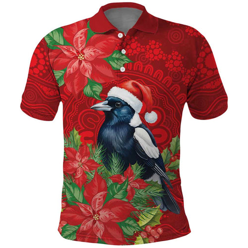 Australian Magpie Polo Shirt Aboriginal Inspired Christmas - Aussie Hoodie