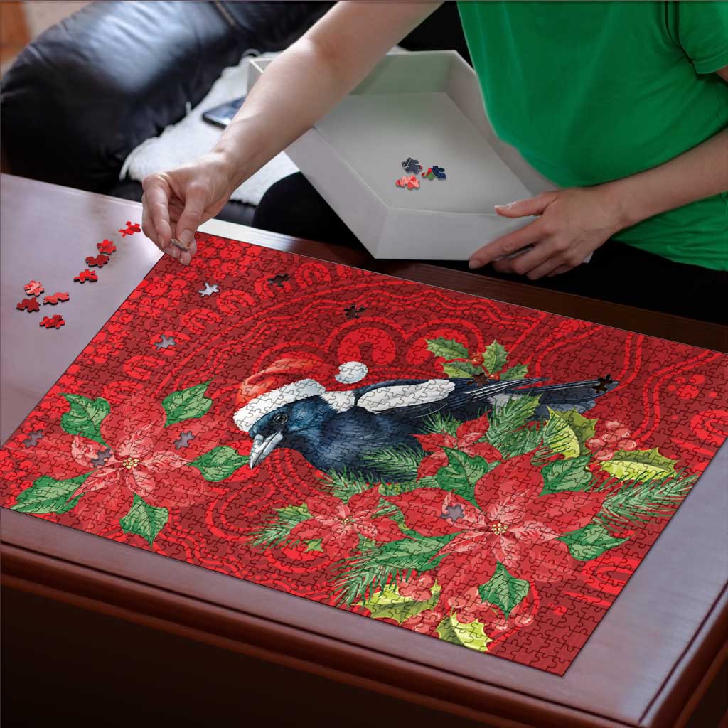 Australian Magpie Puzzle Aboriginal Inspired Christmas - Aussie Hoodie