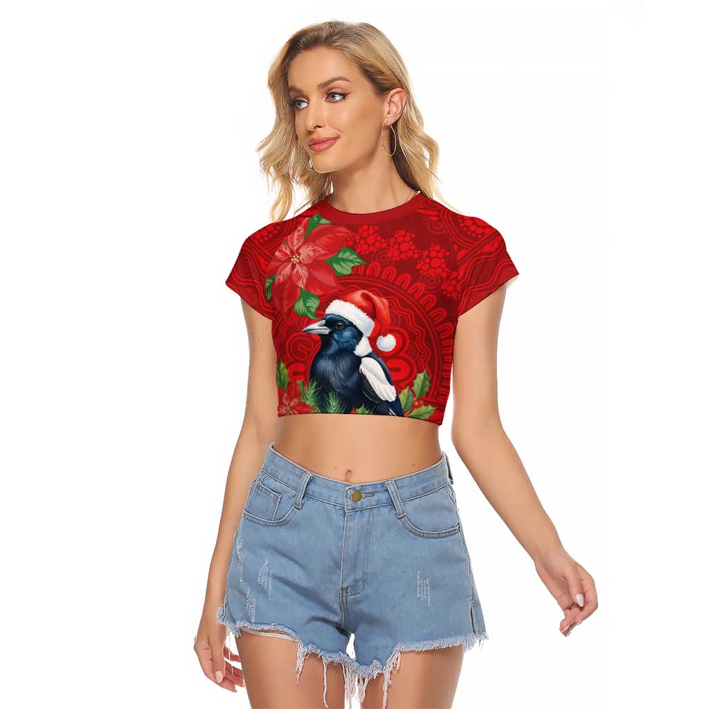 Australian Magpie Raglan Cropped T Shirt Aboriginal Inspired Christmas - Aussie Hoodie